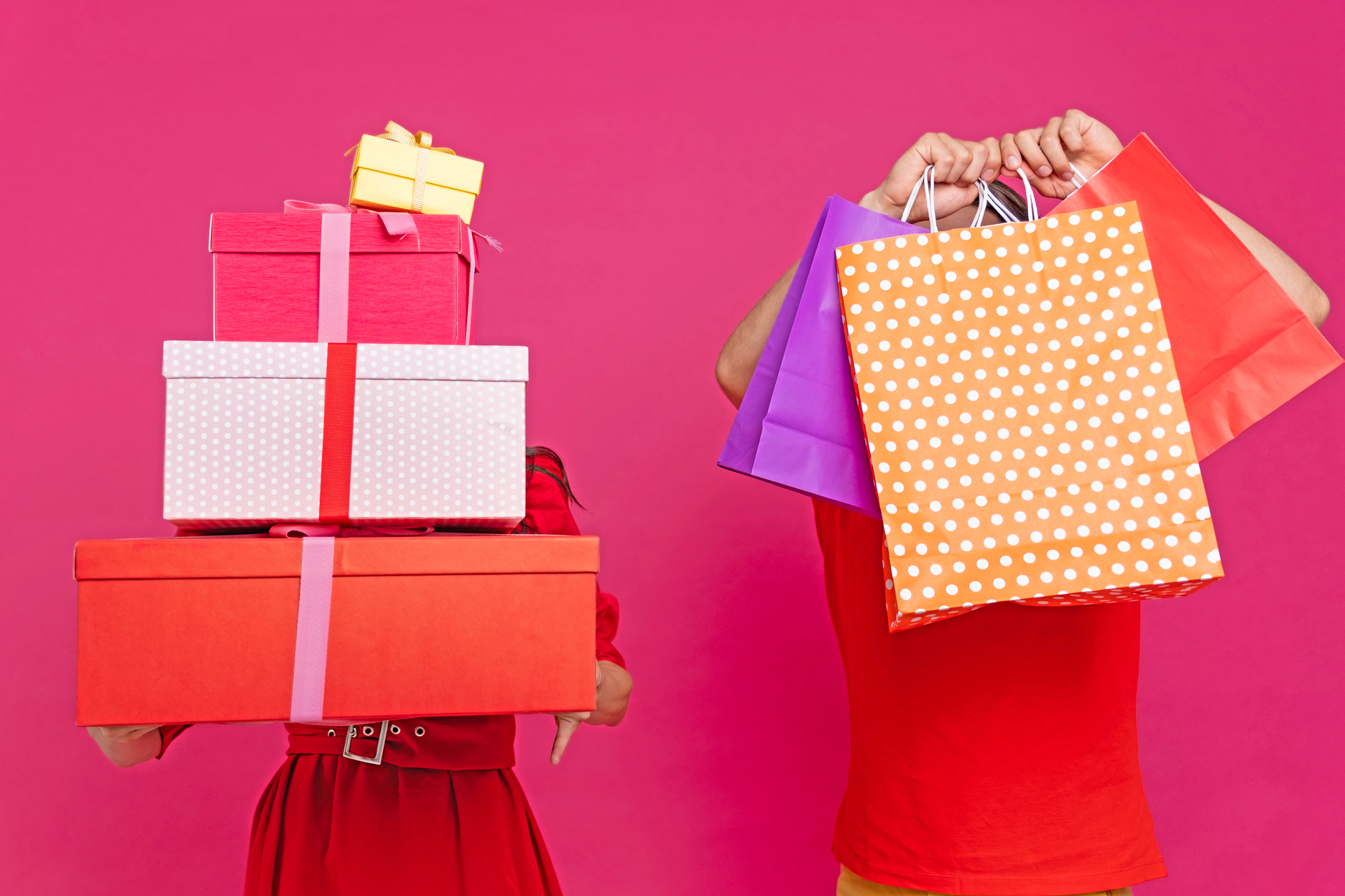Man and Woman with Gifts and Shopping Bags